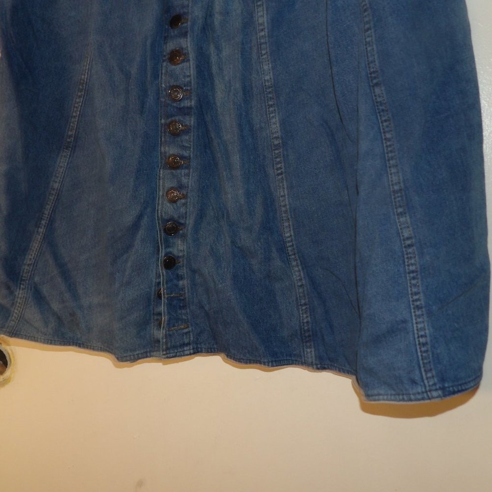 Vintage 90s Jordache No Exit Western Farmhouse Prairie Denim Maxi Skirt Sz 11/12 - Picture 3 of 7